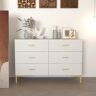 Homary 47" Modern White Bedroom Dresser 6-Drawer Accent Cabinet in Gold
