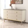 Homary 47" Modern Dresser 6 Drawers Buffet Cabinet with Storage in Beige & Gray