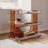 Homary Amber Acrylic Rolling Serving Bar Cart 3-Tier on Wheels