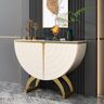 Homary Modern Gold Console Table Sintered Stone Top Entryway Storage Cabinet with Doors