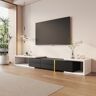 Homary 51.2''-86.6'' Extendable TV Stand White & Black Corner Media Console with 2 Drawers