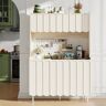 Homary 70.9'' Off-White Freestanding Pantry Tall Cabinet Storage Hutch Organization Pegboard