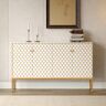 Homary Modern White Cabinet Scale Patterned Sideboard Buffet with Doors & Shelves in Large