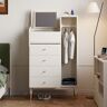 Homary Modern White Mirrored Dresser Chifforobe Wardrobe Closet with 4 Drawers