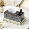 Homary Modern Tissue Box Cover Multifunctional Nightstand Organizer with Remote Control Holder