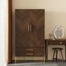 Homary Mid Century Modern Amoire Closet Dresser Walnut Wardrobe Clothes Cabinet with Drawer