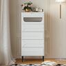 Homary Modern Tall White Narrow Dresser with Flip Top Mirror & Drawers & Jewelry Storage