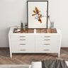 Homary Modern Fluted White Dresser & Chest with Tempered Glass Top & Jewelry Display