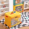 Homary Yellow Kids Toy Organizer Cart Collapsible Storage Bin with Wheels & Handle