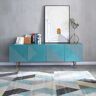 Homary Contemporary Wood TV Stand with Storage in Blue Media Console for TVs up to 85"