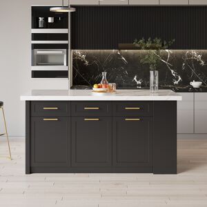 Homary 72" Kitchen Islands with Multi-Storage White & Black Modern Kitchen Cabinet