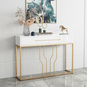 Homary 32" Modern Narrow White Console Table with Storage Wood Entryway Table with Drawers