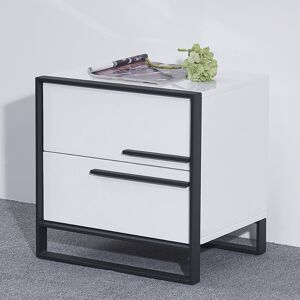 Homary Cylina Modern Minimalist Black & White Square Nightstand with 2 Drawers
