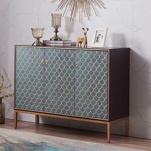 Homary Modern Cabinet Scale Patterned Sideboard Buffet with Doors & Shelves in Medium