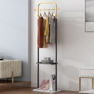 Homary 66" Modern Freestanding Rail Cloth Rack with Marble Base