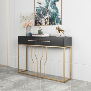 Homary 32" Modern Narrow Black Console Table with Storage Wood Entryway Table with Drawers