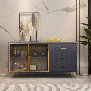 Homary Cofab 47.2" Sideboard Sintered Stone Top Luxury Buffet Tempered Glass Doors in Small