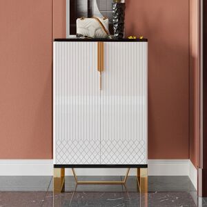 Homary Aro White & Black Shoe Cabinet in Gold