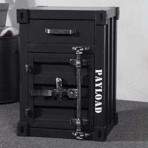 Homary Ctainer Industrial Loft Black Nightstand Retro Bedside Storage Cabinet with Door & Drawer