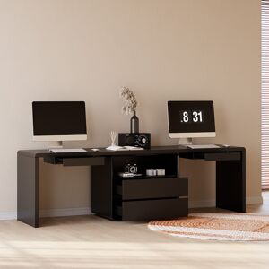 Homary 94.5" Two Person Double Computer Desk Modern Black Retangular Office Desk with 4 Drawers & 1 Cabinet