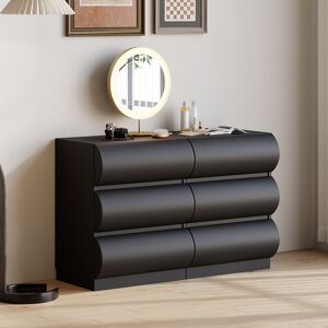 Homary Humply Modern Black Leather 6 Drawer Dresser Chest with Storage Cabinet