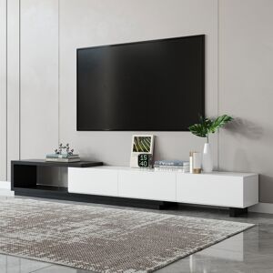 Homary Quoint Modern TV Stand Retracted & Extendable 3-Drawer Media Console for TV Up to 80"