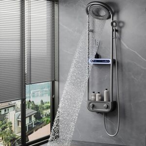 Homary 360° Rotating Thermostatic Shower System Set with LED Display and Storage Shelf