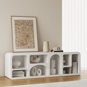 Homary Codiys Art Deco Bookshelf Wood TV Stand in White with Shelves for TV Up to 70"