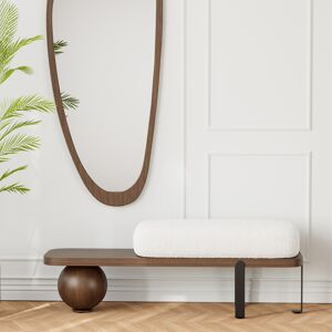 Homary Ball design Entryway Bench Wooden Furniture  with Abstract Metal Legsin White & Gold (47.2" Wide)