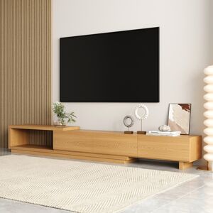 Homary Quoint 100.4" Modern TV Stand Retracted & Extendable 3-Drawer Media Console Natural
