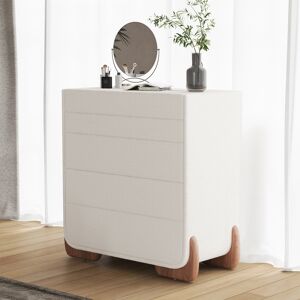 Homary Curva 37" Boucle White 5 Drawer Tall Smart Dresser Chest