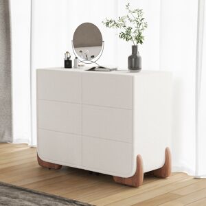 Homary Curva 42" Boucle White 6 Drawer Smart Dresser Chest