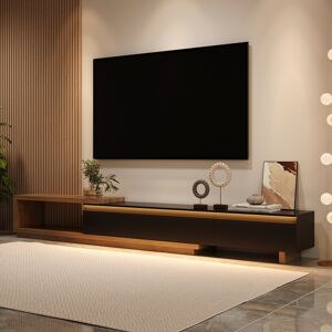 Homary Quoint 100.4" Modern TV Stand Retracted & Extendable 3-Drawer Media Console Walnut