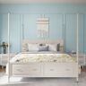 Homary Modern White King Canopy Bed 4 Poster Solid Wood Bed