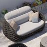 Homary Tatta 2-Seater Woven Rope Outdoor Sofa Patio Loveseat Removable Cushion Gray & Black