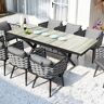 Homary Mid Century Modern Rectangle 6 Person Extendable Outdoor Patio Dining Table Gray & Black