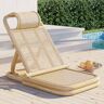 Homary Scandinavian Rattan & Wood Outdoor Long Reclining Chaise Patio Lounge Chair in Natural