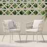 Homary Aluminum & Woven Rope Outdoor Patio Dining Chair Armchair with Cushion Beige (Set of 2)