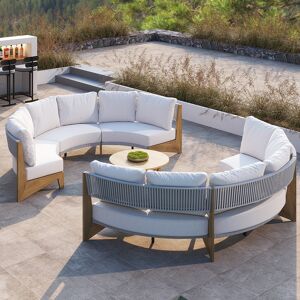 Homary 8 Pieces Farmhouse Curved Modular Outdoor Patio Sectional Sofa Set with Coffee Table
