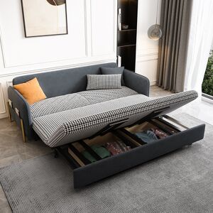 Homary King Sleeper Sofa Deep Gray Upholstered Convertible Sofa