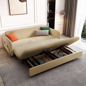 Homary Full Sleeper Sofa Beige Upholstered Convertible Sofa