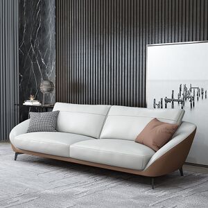 Homary 79" White Leath-Aire Sofa Upholstered Sofa 3-Seater Sofa Luxury Sofa
