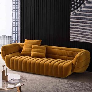 Homary 85" Yellow Velvet Upholstered Sofa 3-Seater Sofa Luxury