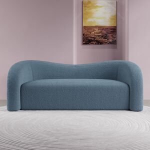Homary Modern 91" Blue Boucle Upholstered Curved 3 Seater Sofa for Living Room