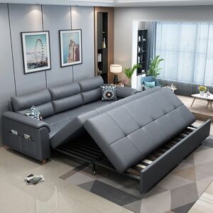 Homary 74" Deep Gray Full Sleeper Convertible Sofa with Storage & Pockets Sofa Bed