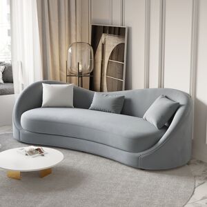 Homary Luxury 84" Gray Velvet Upholstered Sofa 3-Seater Sofa Solid Wood Frame