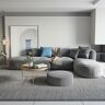 Homary 136'' L-Shaped Sectional Corner Modern Modular Sofa with Pillows in Gray