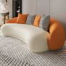 Homary Modern Leather Upholstered Sofa 3-Seater Sofa 82.7" Orange&White Sofa