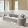 Homary Gray 3-Seater Sofa Upholstered Velvet Sofa Pillows Included