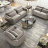 Homary Modern Living Room Sets Gray Velvet Upholstered Chair & Loveseat & Sofa 3 Pieces